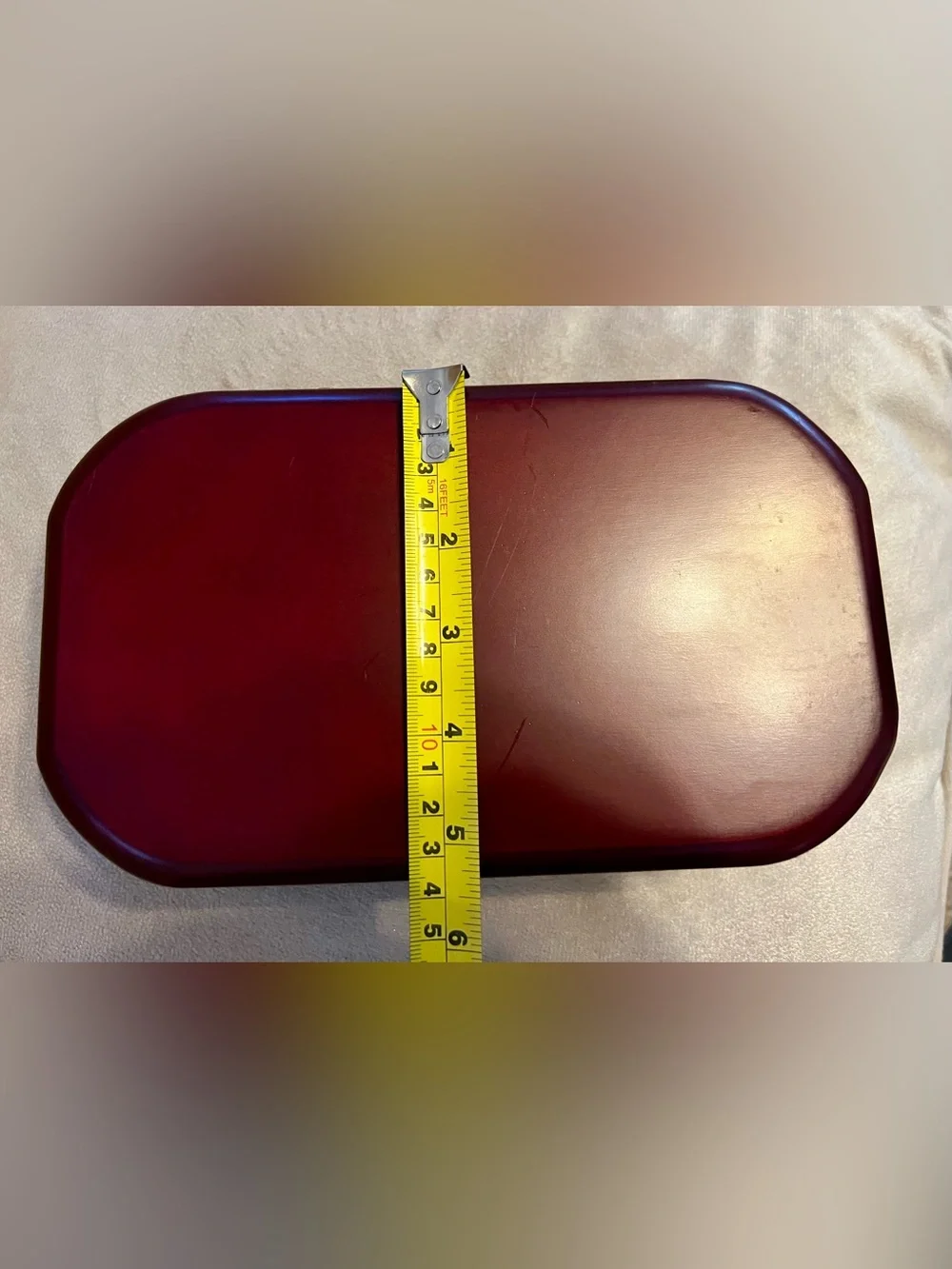 Mele Wood Jewelry Box Burgundy w/ Mirror Velvet Lined Holds 6 Rings 9.5x4